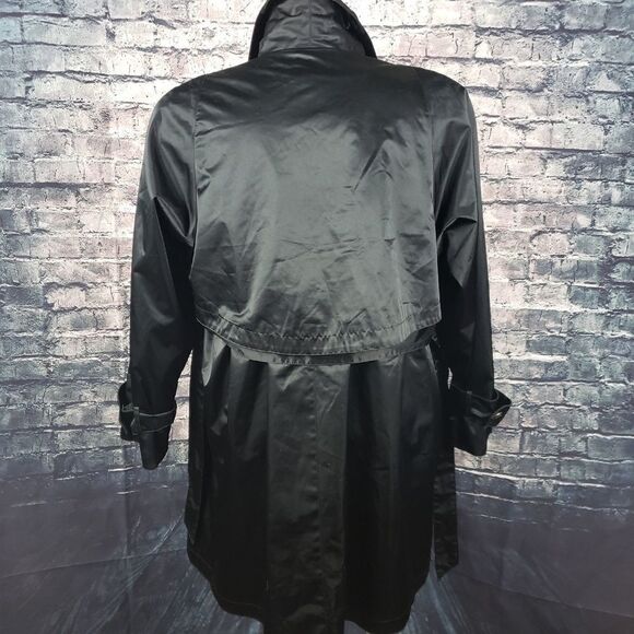 Gallery Black Rain Slicker/Trench Coat Size Medium - Picture 5 of 7